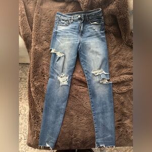 American Eagle Outfitters Ripped Blue Skinny Jeans